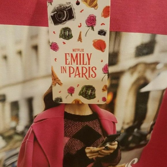 Netflix Emily in Paris Lily Collins Pink Sweatshirt Women's 2XL New - Picture 2 of 2